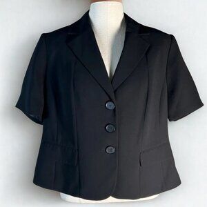 Jones Studio Separates black short sleeve lined button up blazer 16W